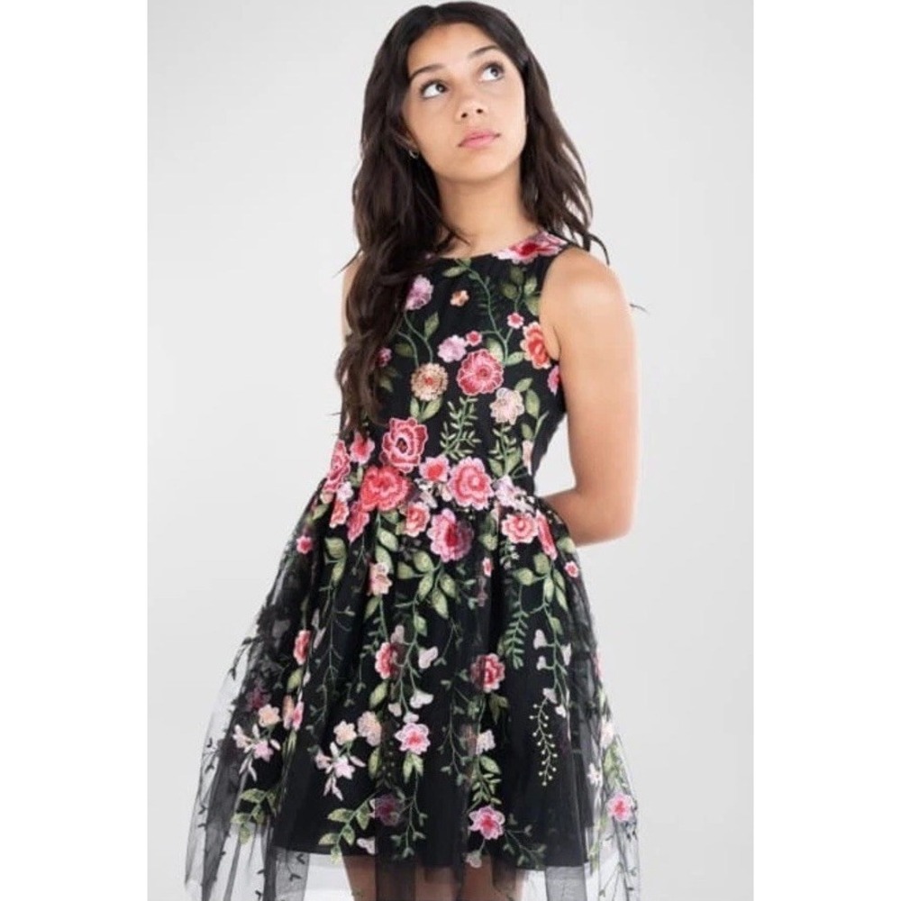 $245 Zoe Ltd Girls Sleeveless Floral Dress Multi Color NWT